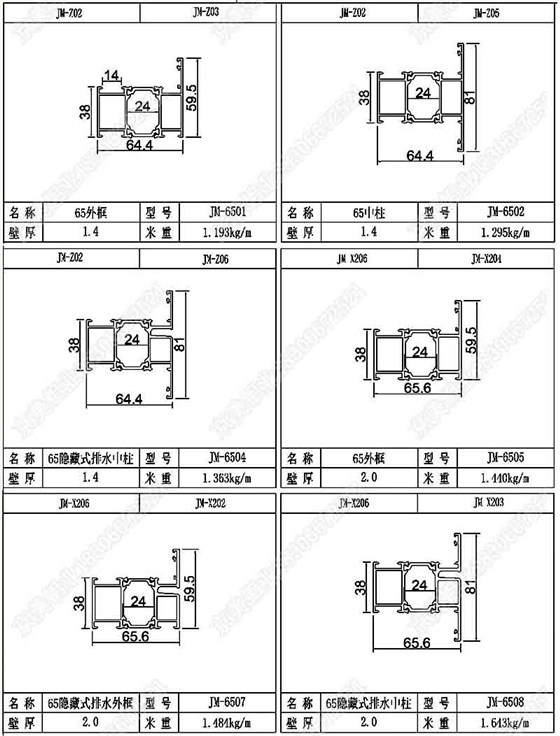 65斷橋平開窗型材